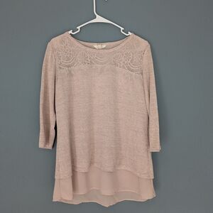 Adiva Pink Lace Blouse with Relaxed Fit